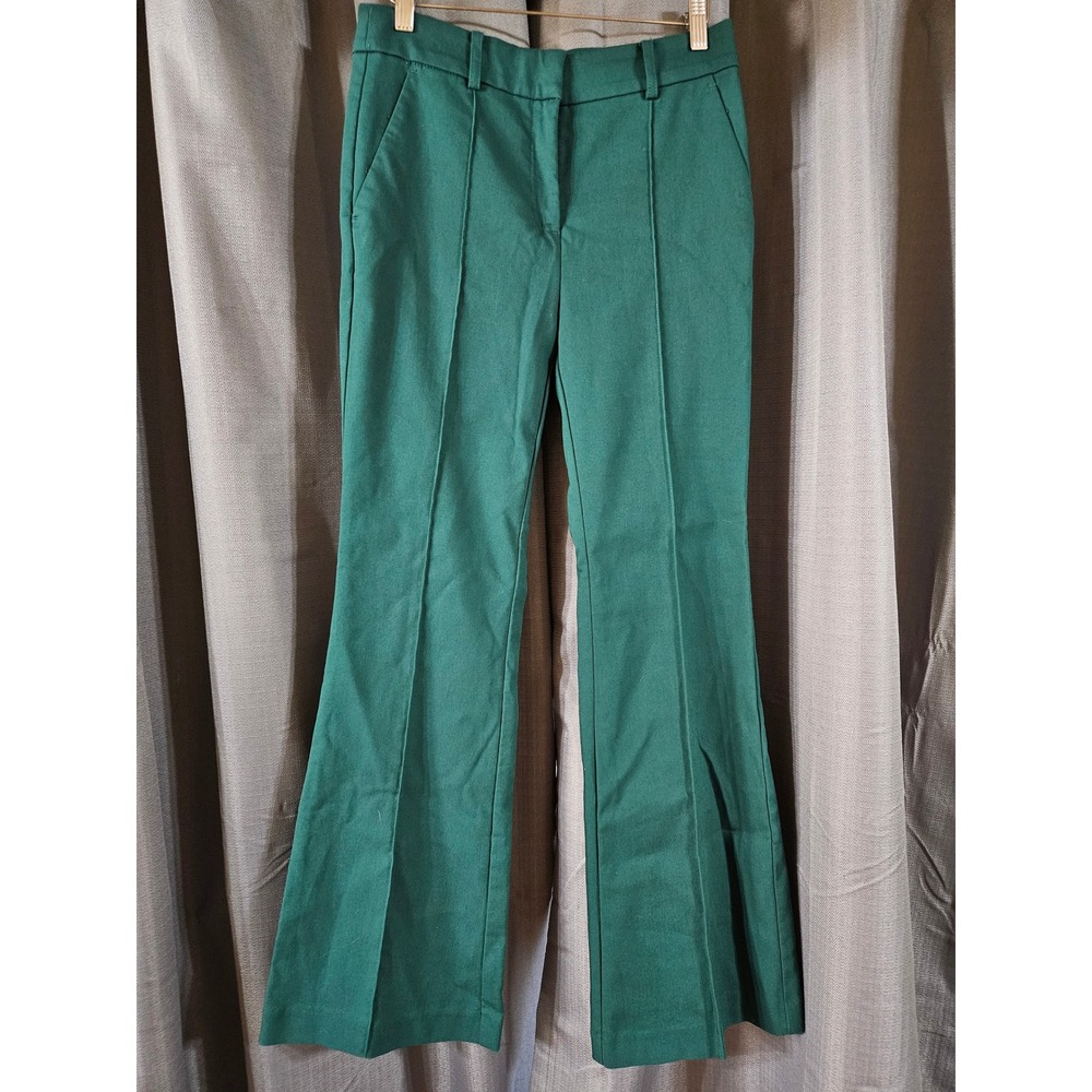 LOFT The Sutton Flare Pants Hunter Green High Rise Trousers Womens Size 4 Flare